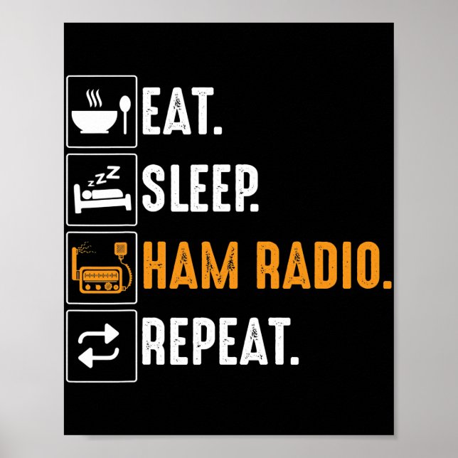 Eat Sleep Ham Radio Repeat Humor HAM Radio Poster (Front)