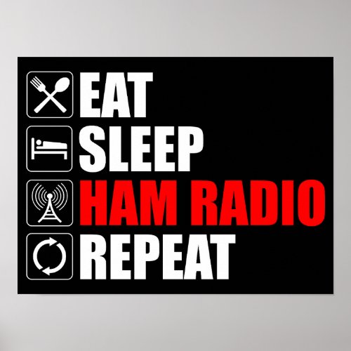 Eat Sleep Ham Radio Repeat Poster