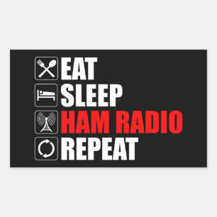 Eat. Sleep. Ham Radio. Repeat Rectangular Sticker