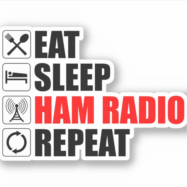 Eat. Sleep. Ham Radio. Repeat Sticker (Front)
