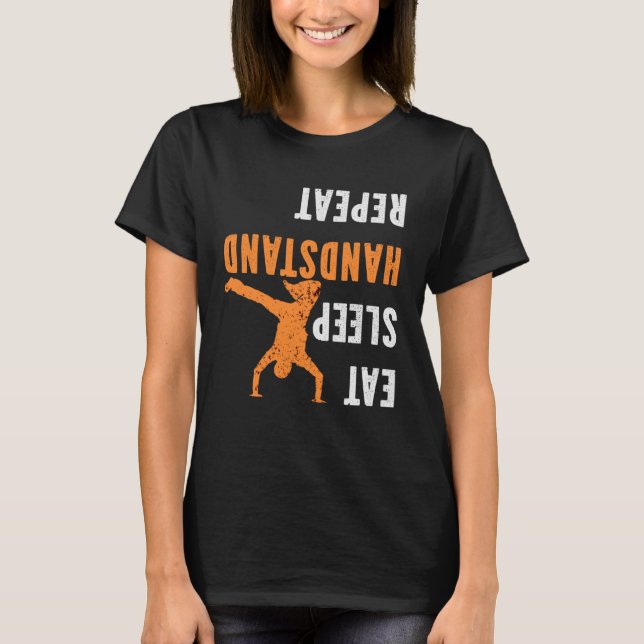 Eat Sleep Handstand Repeat Gymnast Gymnastics T-Shirt (Front)