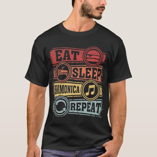 Eat Sleep harmonica Repeat T_Shirt
