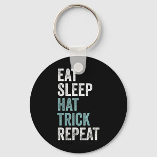 Eat Sleep Hat Trick Repeat Funny Soccer Hockey  Keychain
