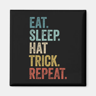 Eat Sleep Hat Trick Repeat Soccer Ice Hockey Magnet