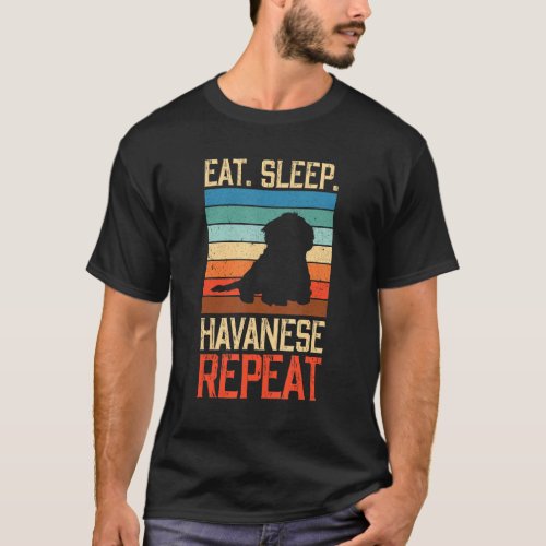 Eat Sleep Havanese Repeat Vintage Dog Dogs Paw Paw T_Shirt