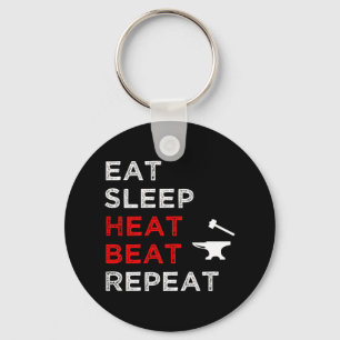 Eat Sleep Heat Beat Repeat Keychain