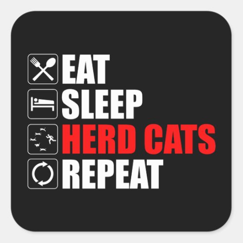 Eat Sleep Herd Cats Repeat Square Sticker
