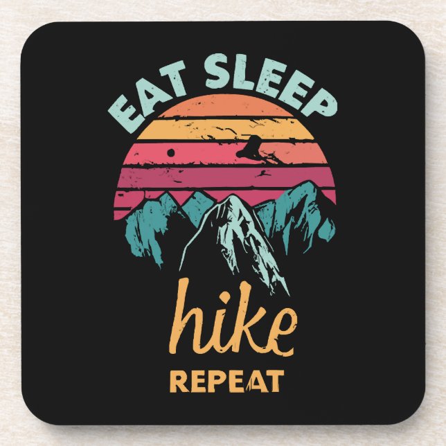 Eat, Sleep, Hike, Repeat Beverage Coaster (Front)