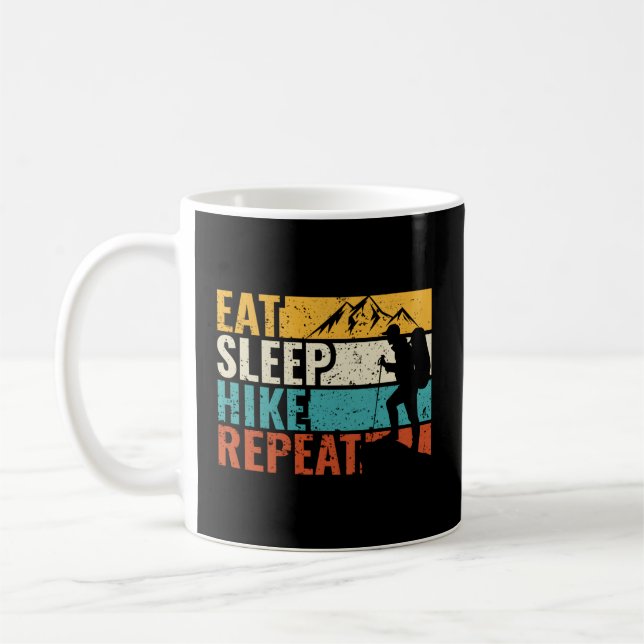Eat Sleep Hike Repeat Camg Hiking Coffee Mug (Left)