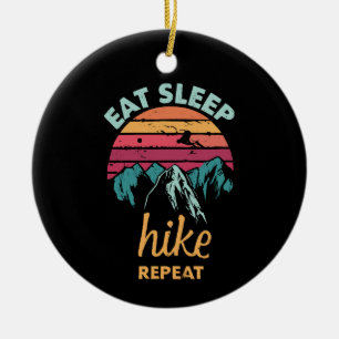 Eat, Sleep, Hike, Repeat Ceramic Ornament