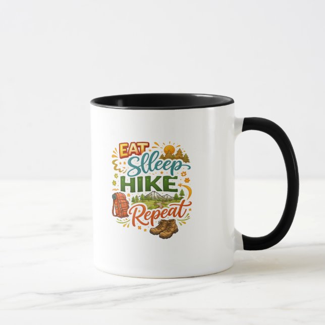 Eat Sleep Hike Repeat – Outdoor Hiking Tee Mug (Right)