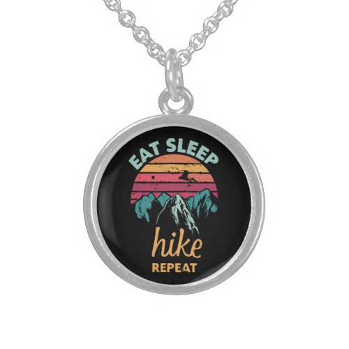 Eat Sleep Hike Repeat Sterling Silver Necklace