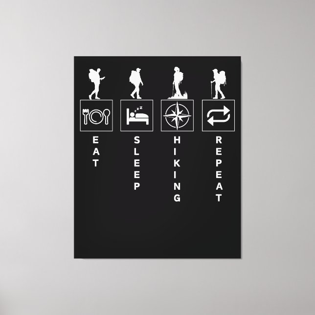 Eat Sleep Hiking Repeat Canvas Print (Front)