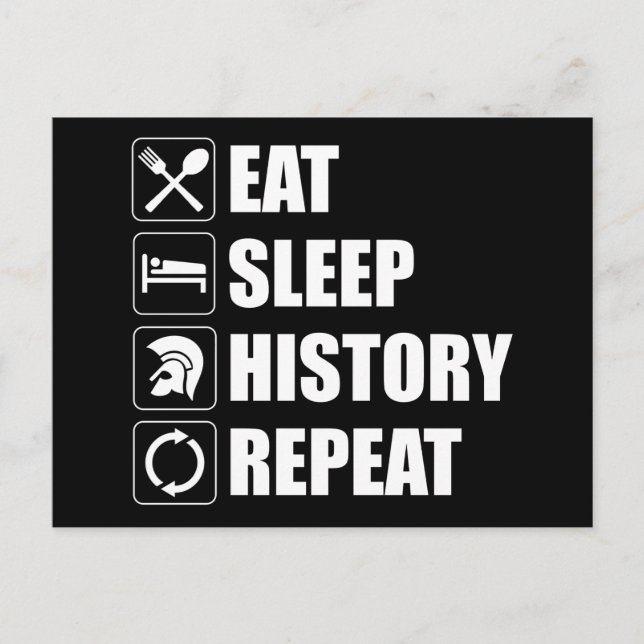 Eat Sleep History Repeat Postcard (Front)