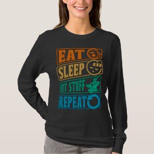 Eat Sleep Hit Stuff Repeat Retro Blacksmith Anvil  T-Shirt