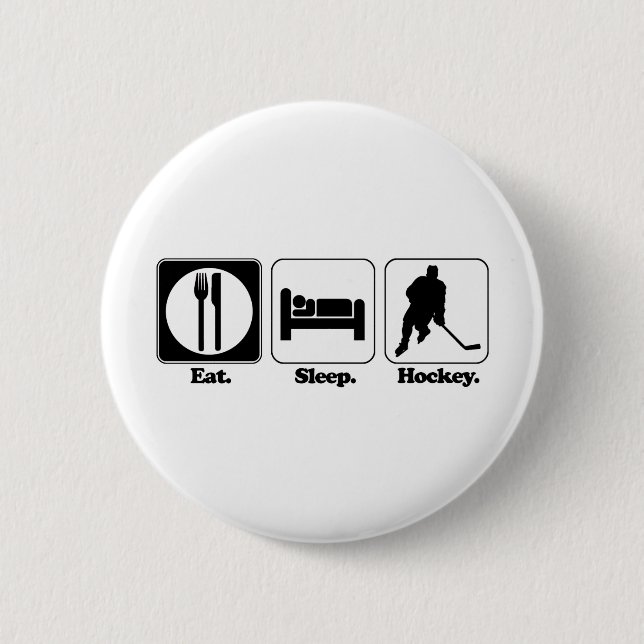 eat sleep hockey button (Front)