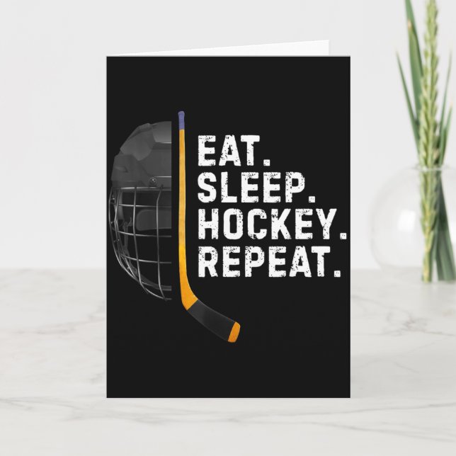 Eat Sleep Hockey Repea Funny Cool Hockey Player  Card (Front)