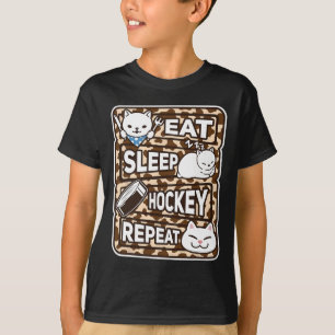 Eat Sleep Hockey Repeat Boys Girls Kids Hockey Lov T-Shirt