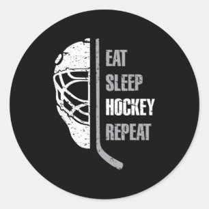 Eat Sleep Hockey Repeat Christmas For Kids Teen Ad Classic Round Sticker
