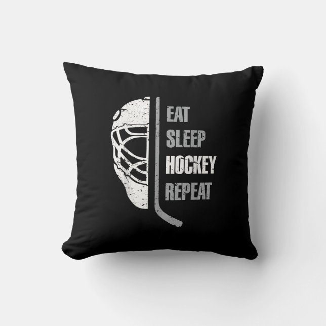 Eat Sleep Hockey Repeat Christmas For Kids Teen Ad Throw Pillow (Front)