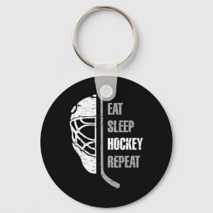 Eat Sleep Hockey Repeat Christmas For Teen Adult H Keychain