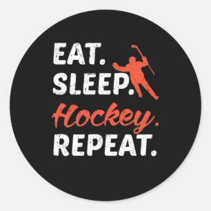 Eat Sleep Hockey Repeat Classic Round Sticker