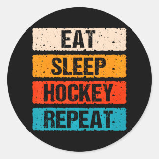Eat Sleep Hockey Repeat Cool USA Ice Sports Classic Round Sticker