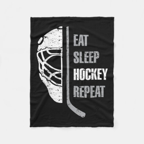 Eat Sleep Hockey Repeat Fleece Blanket