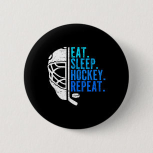 Eat Sleep Hockey Repeat Funny Boys Hockey Player Button