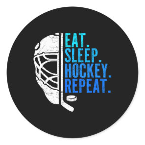 Eat Sleep Hockey Repeat Funny Boys Hockey Player  Classic Round Sticker