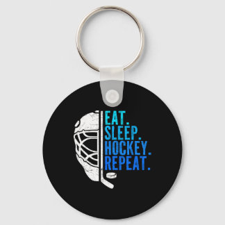 Eat Sleep Hockey Repeat Funny Boys Hockey Player  Keychain