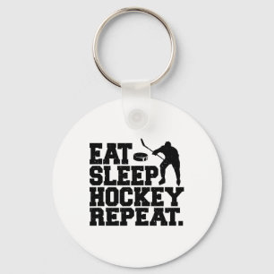 Eat Sleep Hockey Repeat - Funny Hockey Keychain