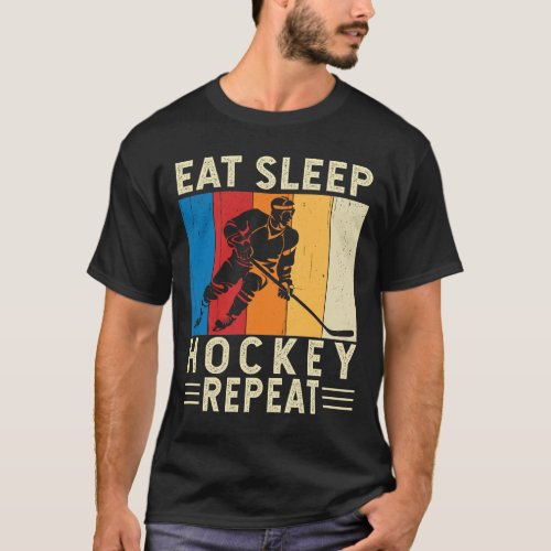 Eat Sleep Hockey Repeat Funny Hockey Player Goalie T_Shirt