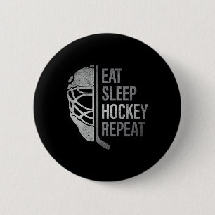 Eat Sleep Hockey Repeat Funny Ice Hockey Players L Button