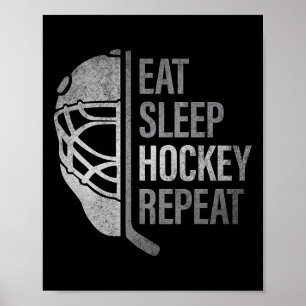 Eat Sleep Hockey Repeat Funny Ice Hockey Players L Poster