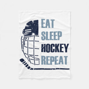 Eat Sleep Hockey Repeat Funny Mask Stick Ice Hokey Fleece Blanket