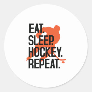 Eat Sleep Hockey Repeat Funny Sports Hockey Classic Round Sticker