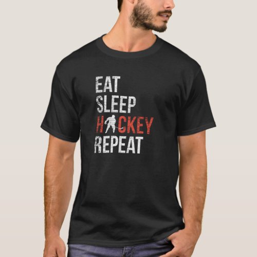Eat Sleep Hockey Repeat Gift For Youth T_Shirt