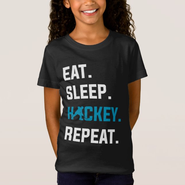 Eat Sleep Hockey Repeat Goalkeeper Goalie Player T-Shirt (Front)