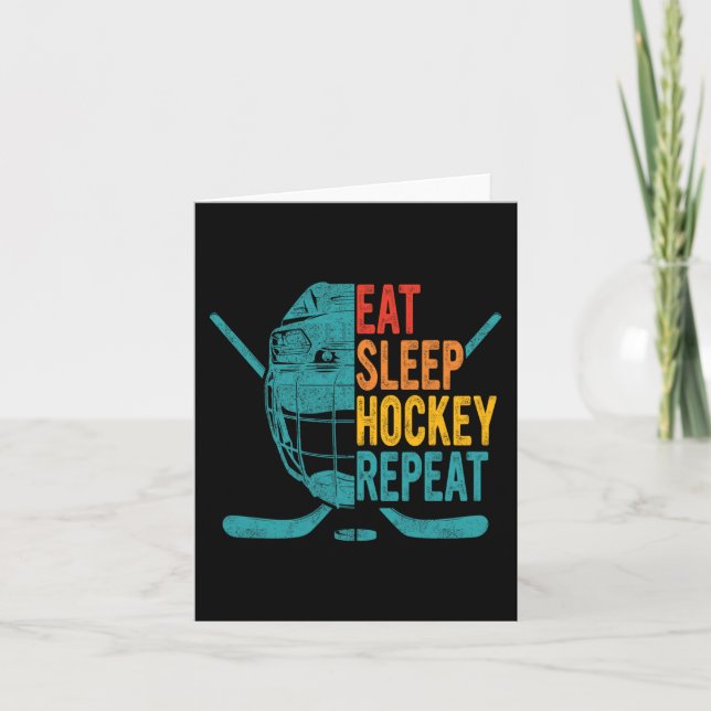 Eat Sleep Hockey Repeat Hockey Fun Ice Hockey  Card (Front)