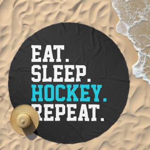 Eat Sleep Hockey Repeat -Hockey Lovers Beach Towel