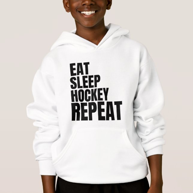 eat sleep hockey repeat hoodie (Front)