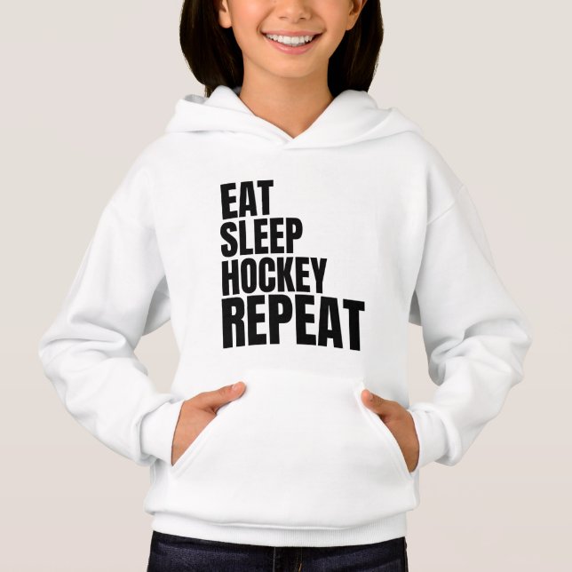 eat sleep hockey repeat hoodie (Front)