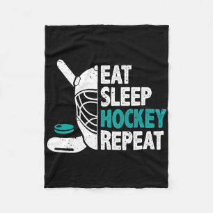 Eat Sleep Hockey Repeat Ice Hockey Lovers Kids You Fleece Blanket