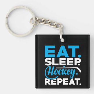 Eat Sleep Hockey Repeat Keychain