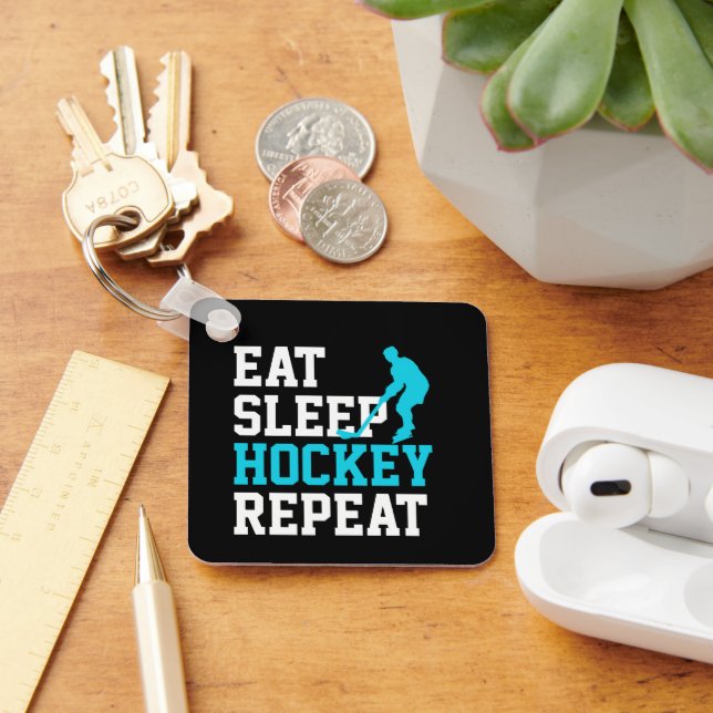 Eat Sleep Hockey Repeat       Keychain (Desk)