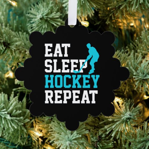 Eat Sleep Hockey Repeat        Ornament Card