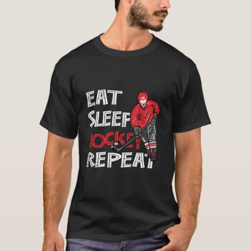 Eat Sleep Hockey Repeat Shirt For Boys With Puck A