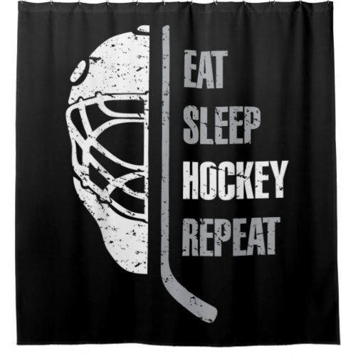 Eat Sleep Hockey Repeat Shower Curtain