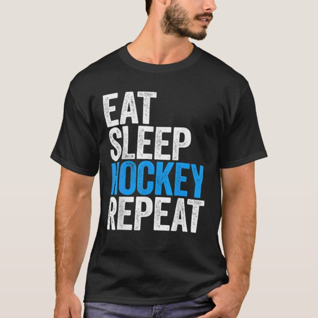 Eat Sleep Hockey Repeat Sport Game T-Shirt (Front)